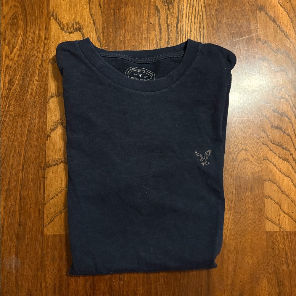 American Eagle Outfitters Black Short Sleeve Crew Tee with Embroidered Eagle